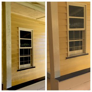 Soft washing weatherboards